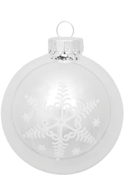 Krebs Glas Lauscha Weihnachtsbaumkugel Schneeflocke silberfarben (16