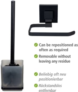 WENKO WC-Garnitur Vacuum-Loc Quadro | Schwarz