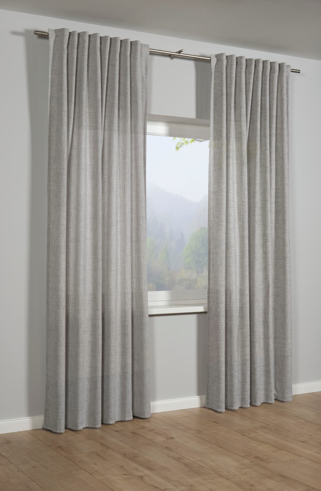 Sehlbach Gardine Schal Leinenoptik | Grau