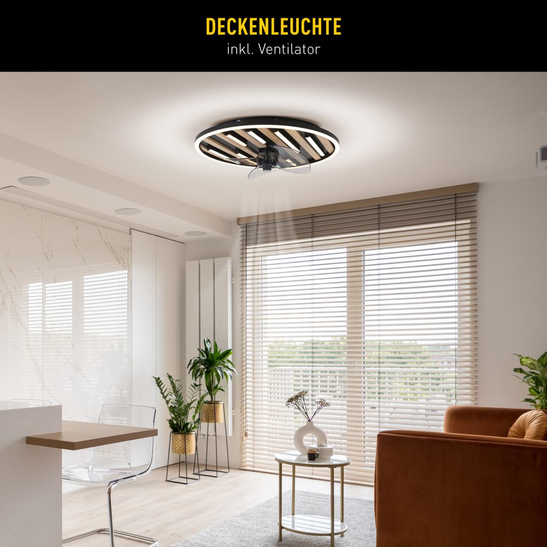 OTTO home LED Deckenleuchte Deckenventilator Vollo | Holztöne