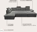 ED EXCITING DESIGN Wohnlandschaft Jakarta U-Form | Schwarz 4