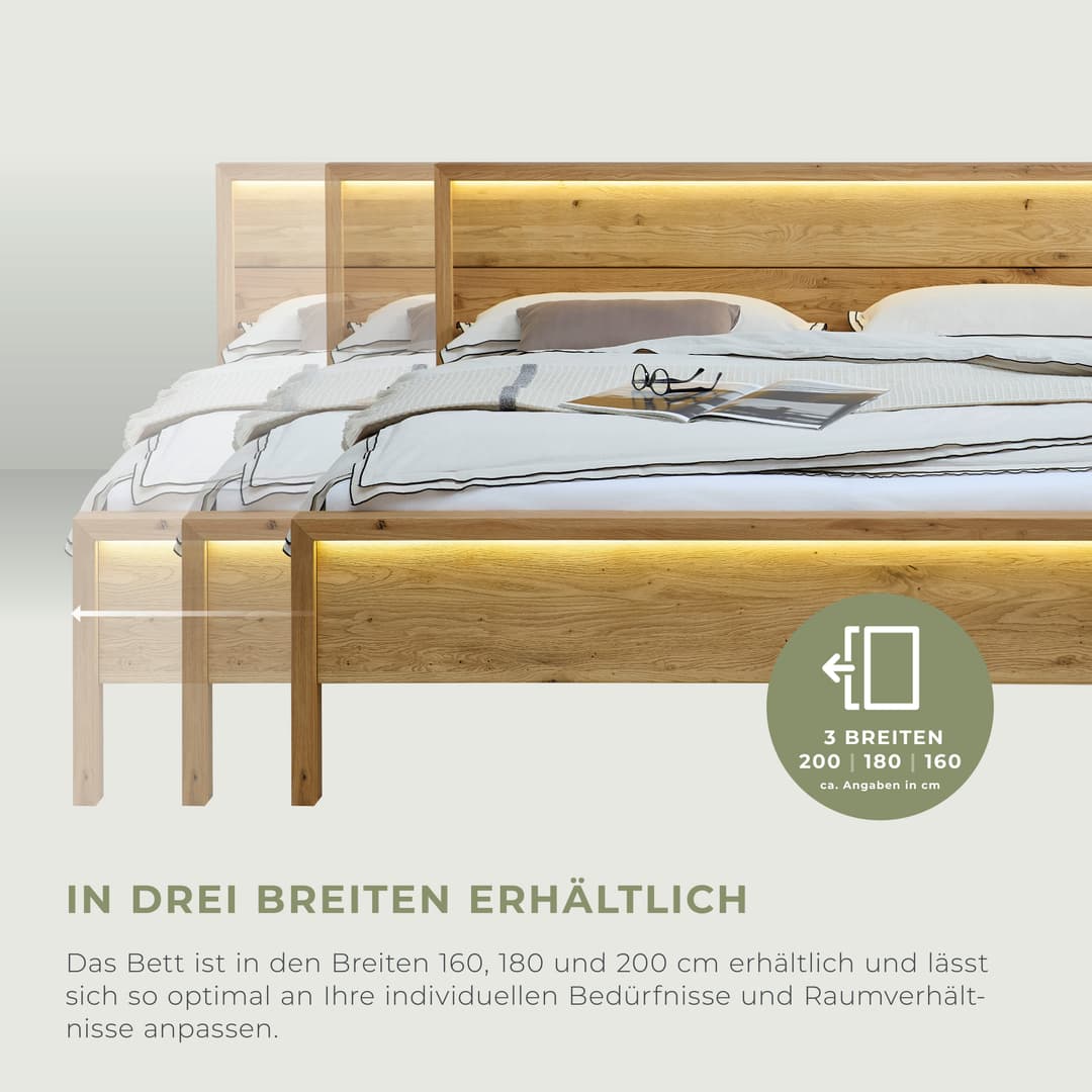 Home affaire Massivholzbett Ambroise aus Wildeiche | Holztöne