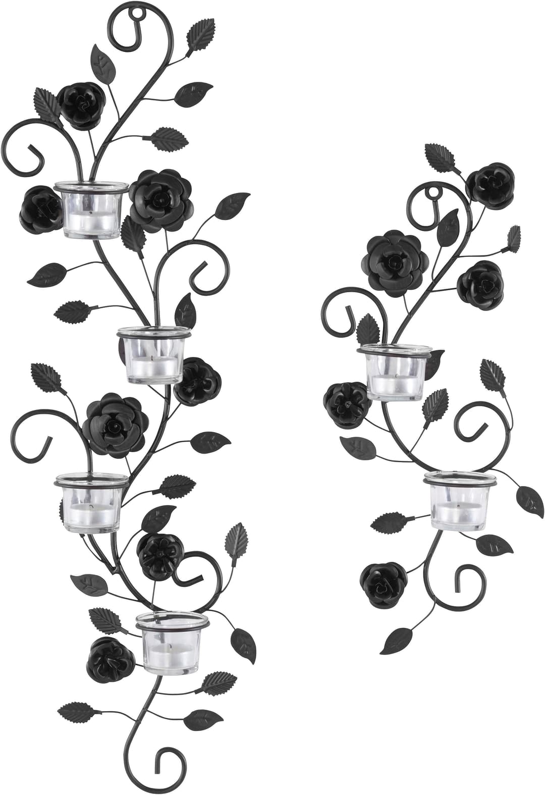 Home affaire Wandkerzenhalter Blumenranke | Schwarz