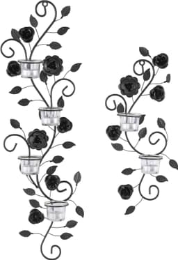 Home affaire Wandkerzenhalter Blumenranke | Schwarz