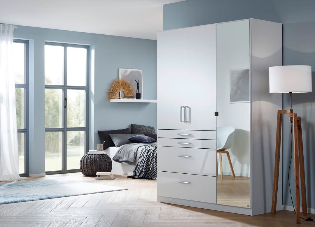 rauch HOMBURG Kleiderschrank mit Spiegel | Weiß