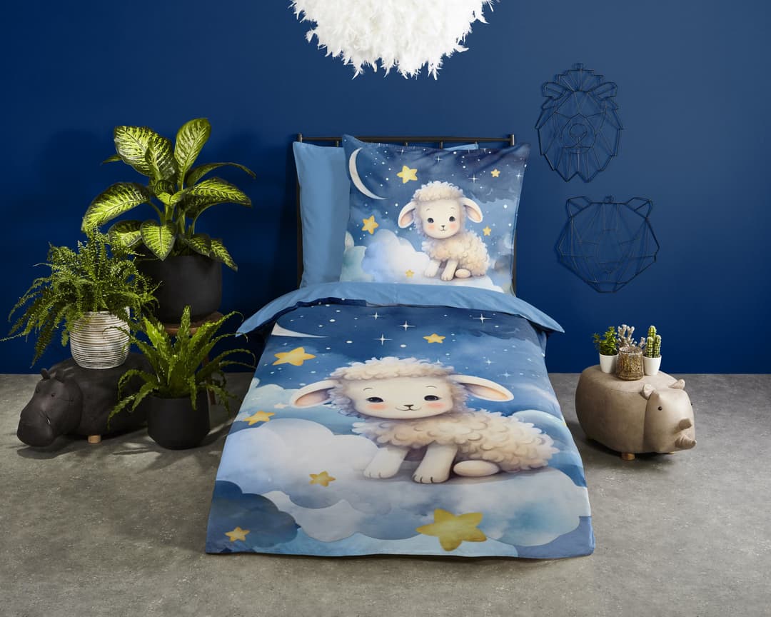 PURE luxury collection Kinderbettwäsche Sheepy | Blau