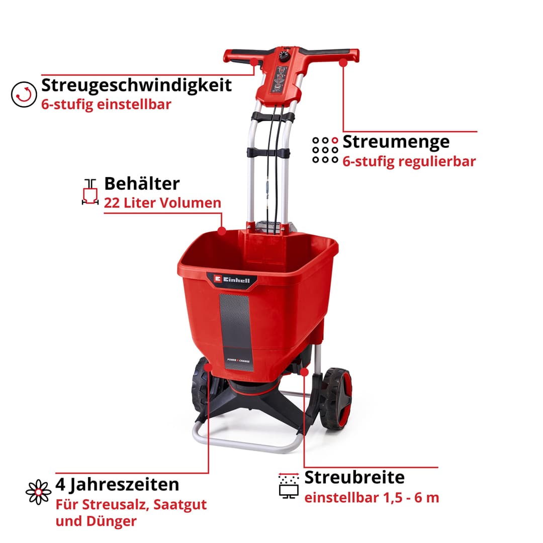Einhell Streuwagen GE-SR 18/22 Li-Solo | Rot