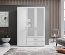 Schlafkontor Drehtürenschrank Ivar Kleiderschrank mit Spiegel | Weiß