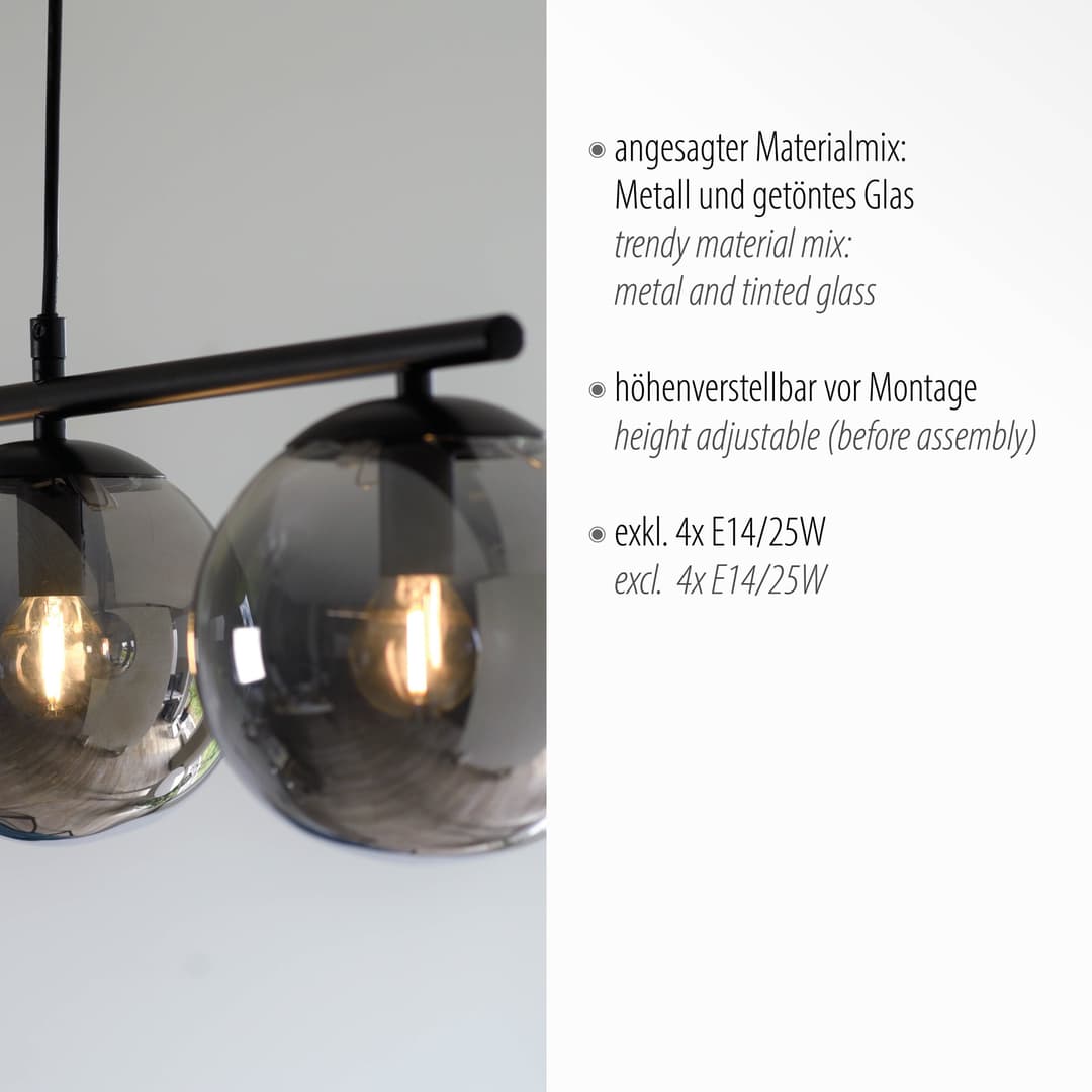 JUST LIGHT Pendelleuchte BIG WIDOW | Schwarz