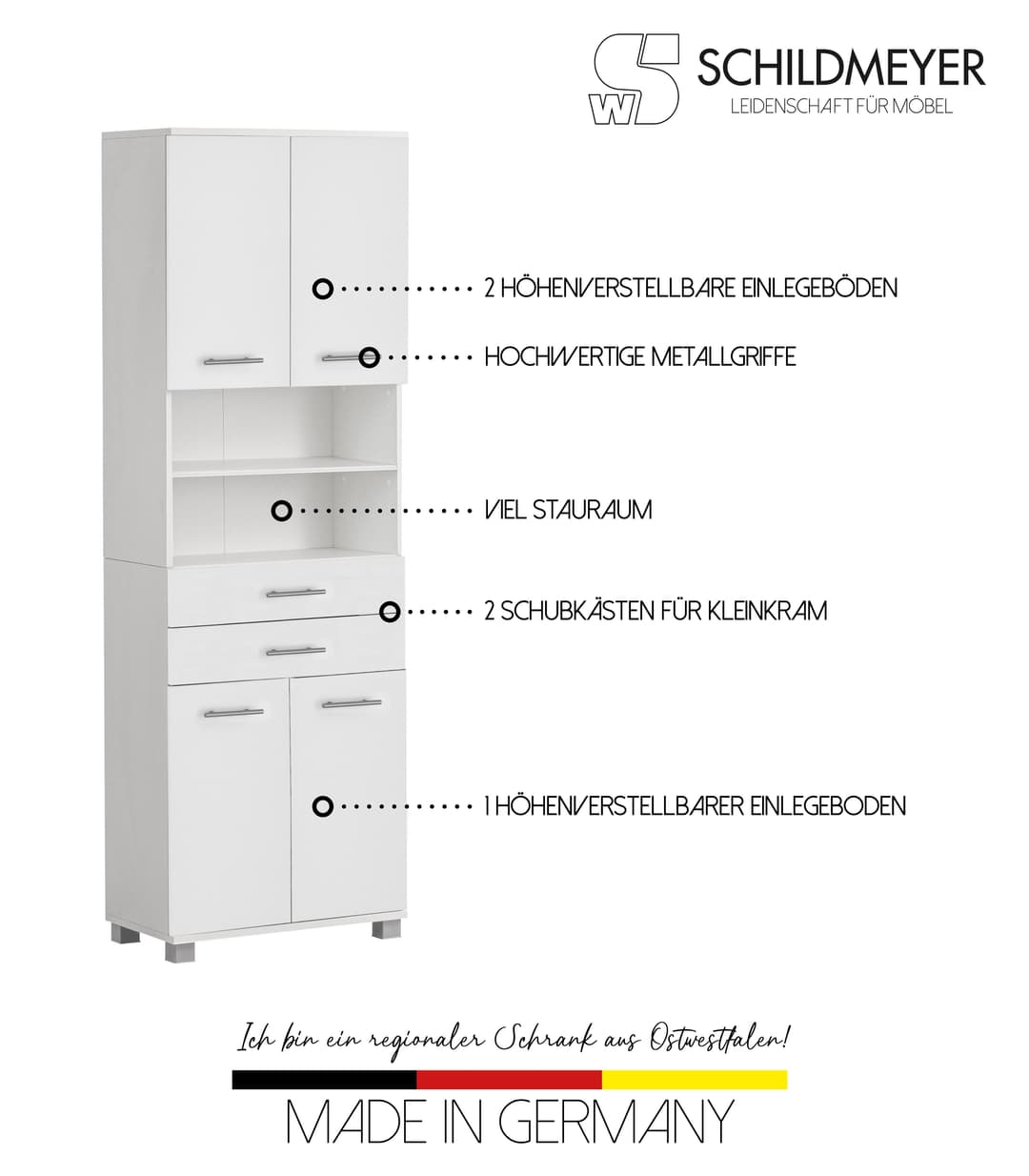 welltime Hochschrank Emmi | Weiß