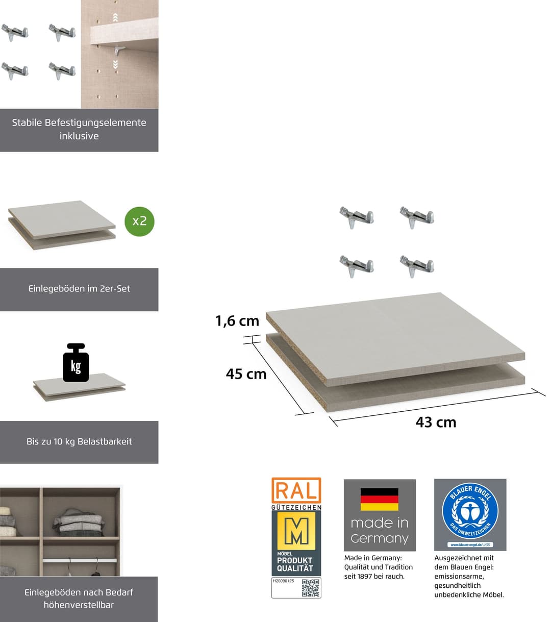 Rauch Einlegeboden-Set | Beige