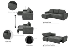 Home affaire Ecksofa Nortrud-Chester | Grau