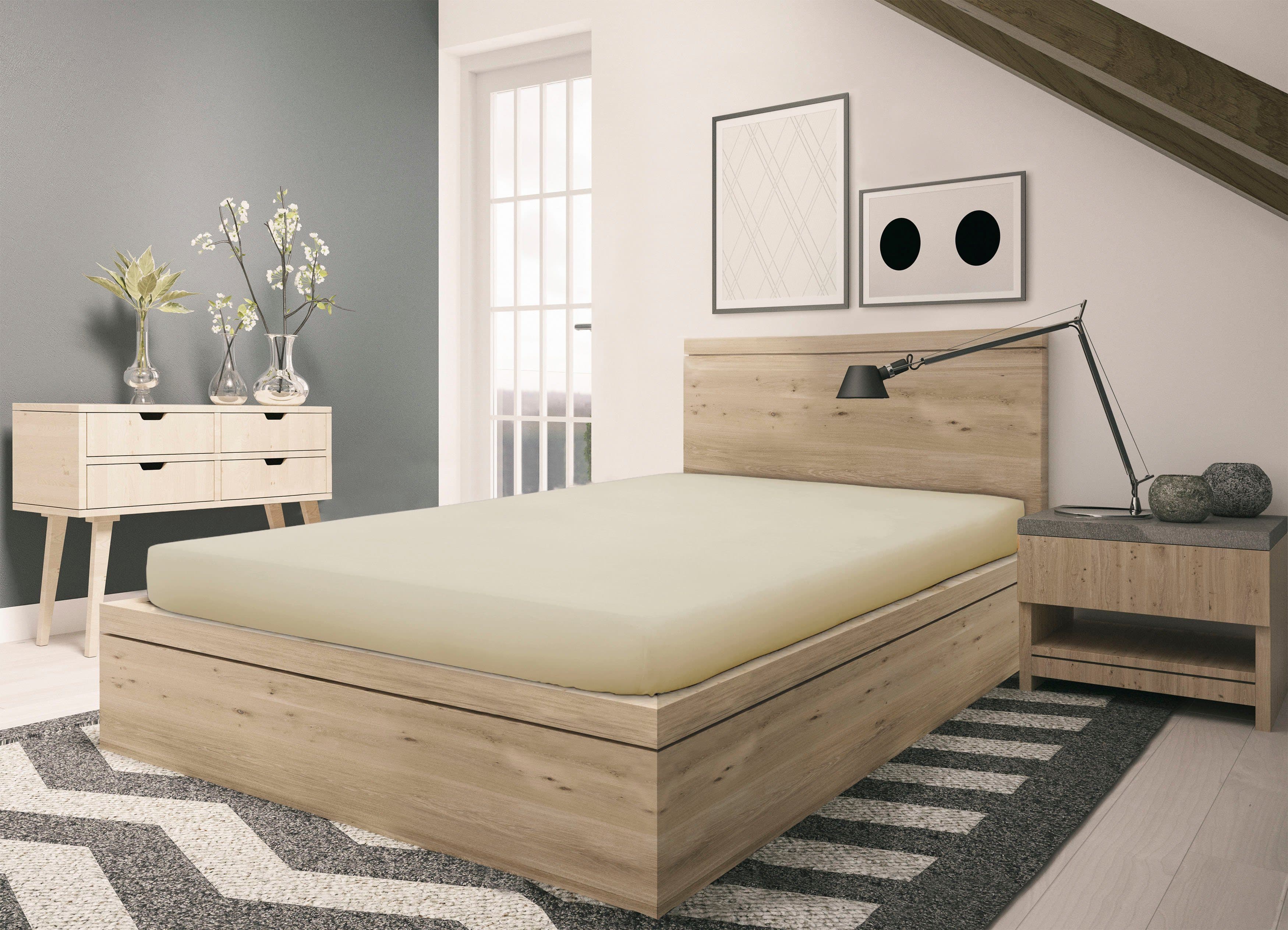 SETEX Spannbettlaken GOTS Feinbiber | Beige