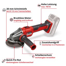 Einhell Akku-Winkelschleifer AXXIO 18/115 Q | Rot