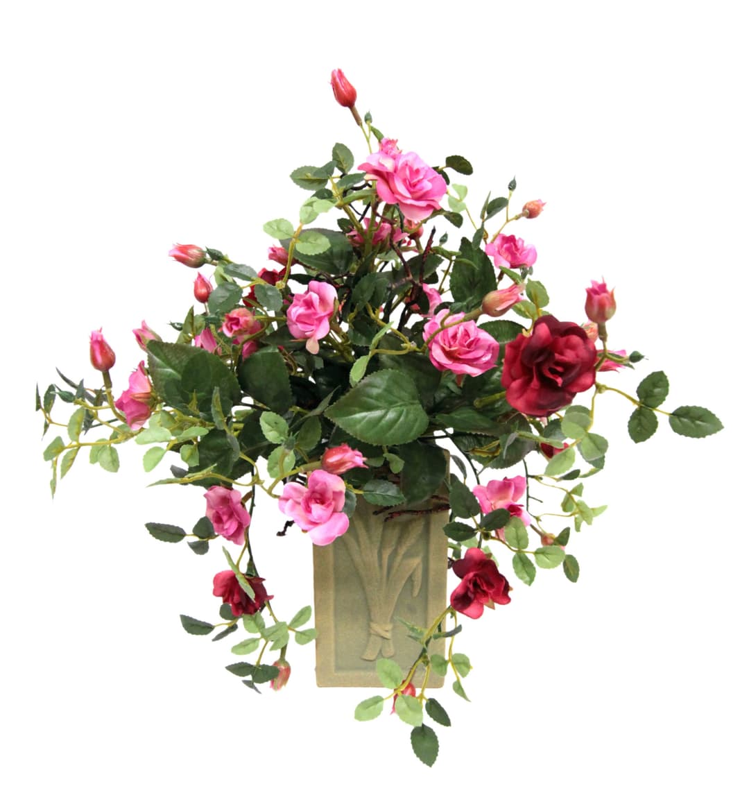 Kunstblume Wildröschen in Vase | Rosa