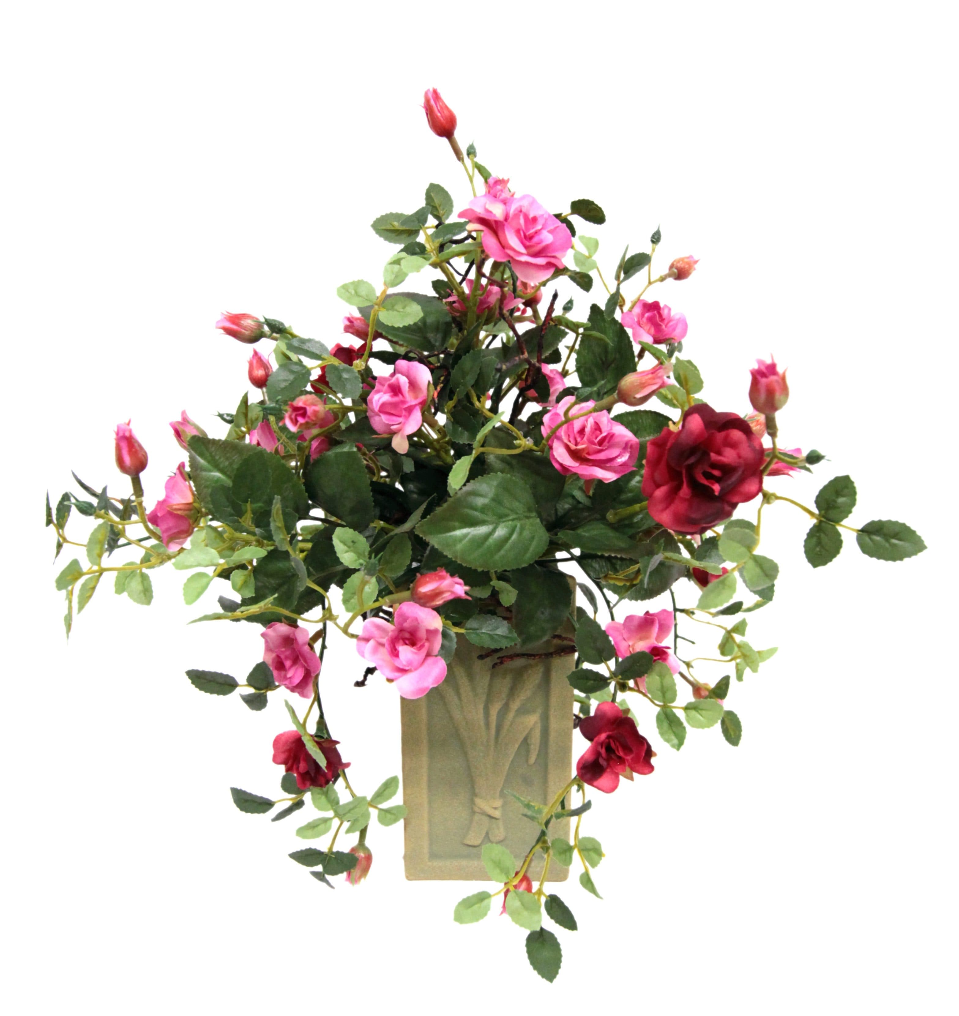 Kunstblume Wildröschen in Vase | Rosa