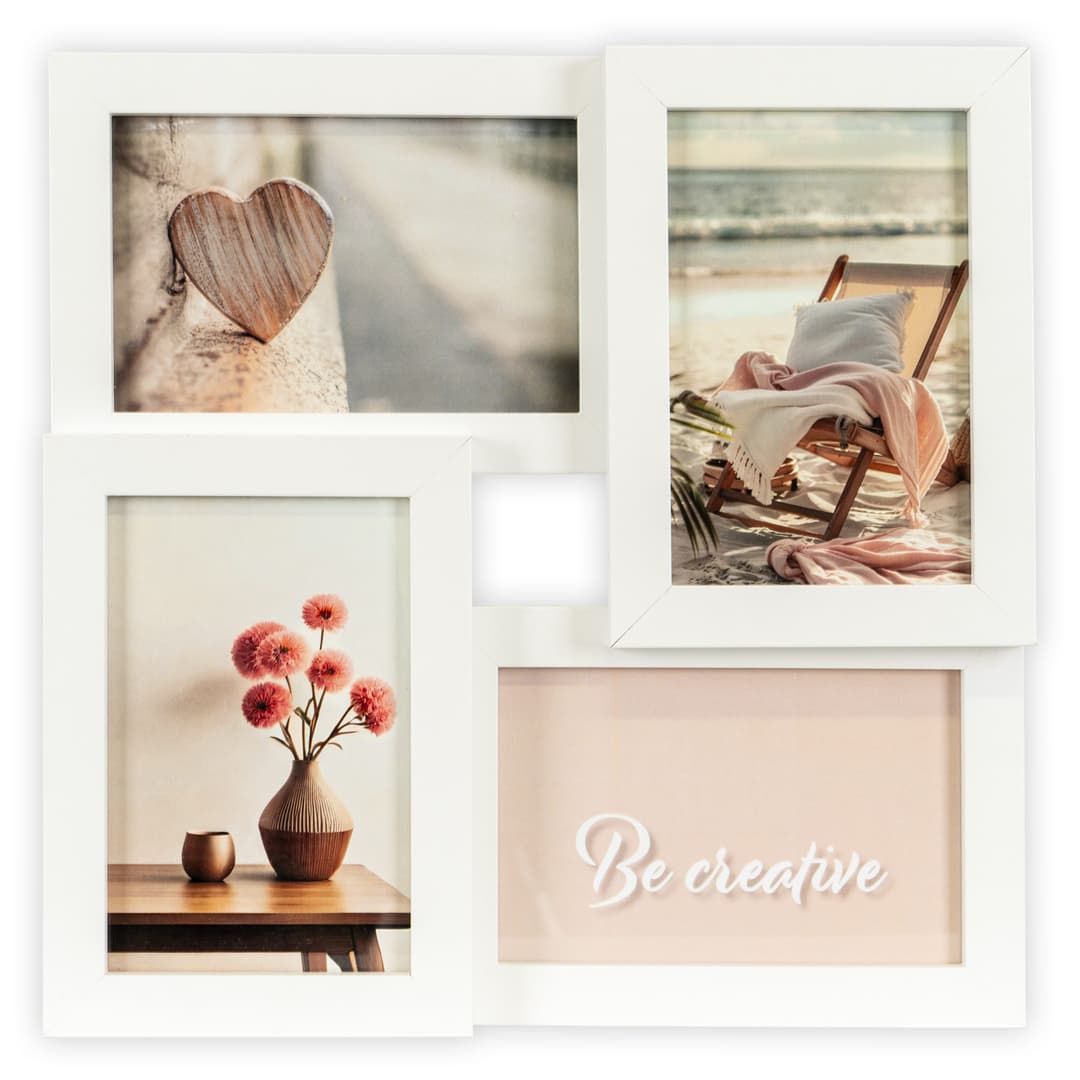 queence Bilderrahmen Collage Rahmen 3D Holz | Weiß