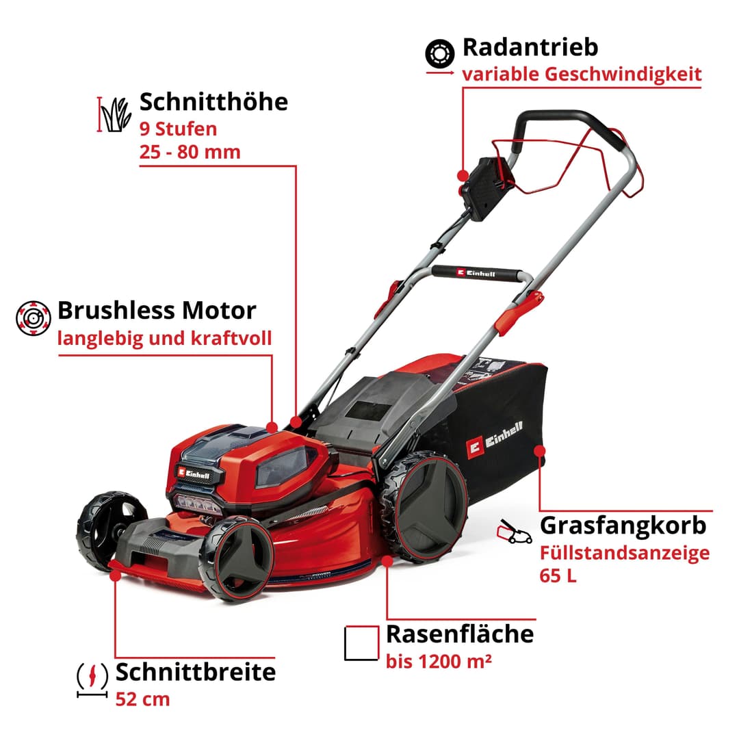 Einhell Akku-Rasenmäher Professional GP-CM 36/52 S Li BL | Rot
