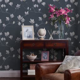 LAURA ASHLEY Vliestapete Magnolia Grove | Grau