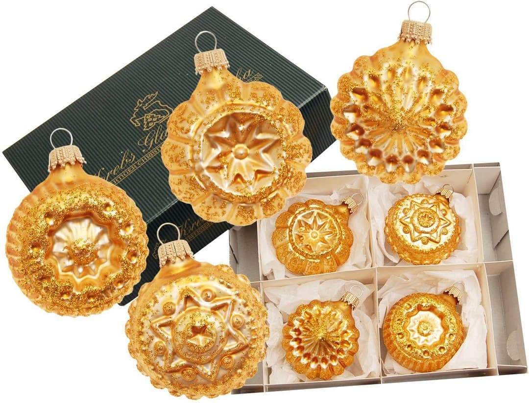 Krebs Glas Lauscha Christbaumschmuck Glaskugelformen | Gold