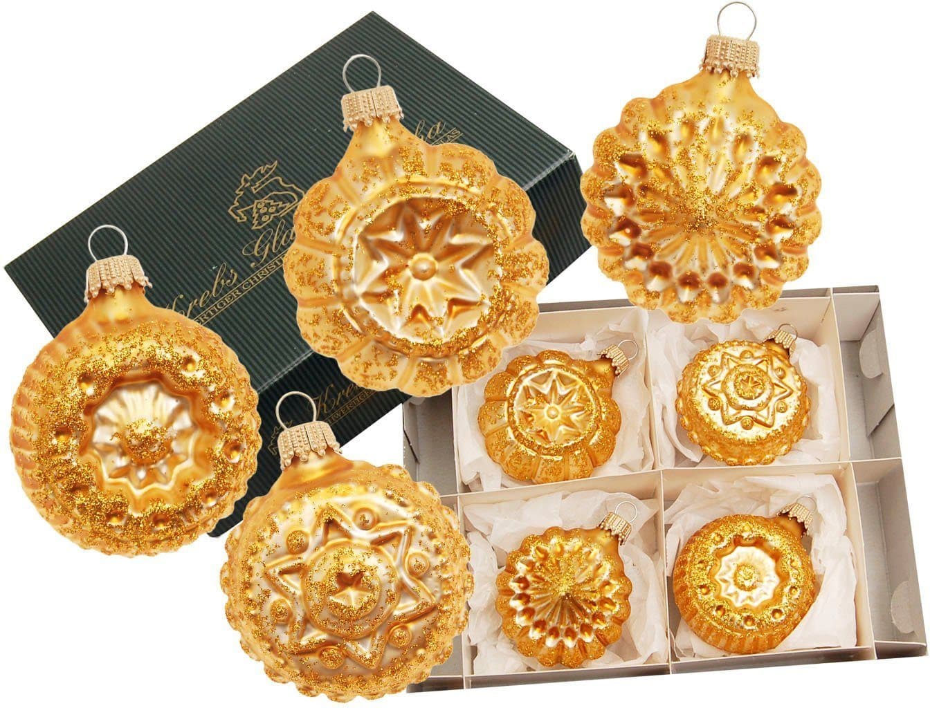 Krebs Glas Lauscha Christbaumschmuck Glaskugelformen | Gold