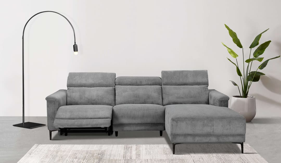 OTTO home Ecksofa LUND Cord | Grau