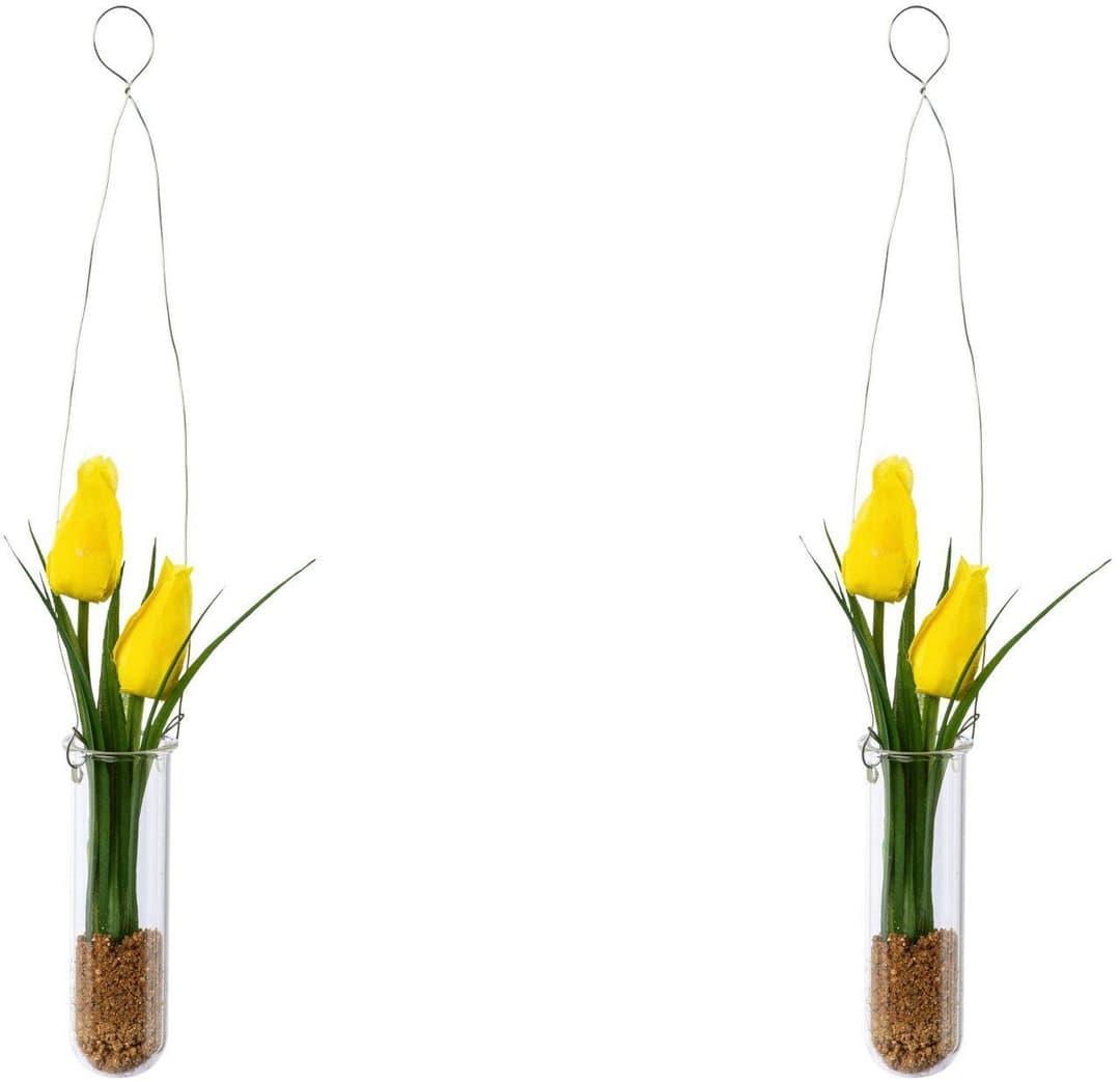 Kunstblume Tulpen in Hängevase Maiglöckchen | Gelb