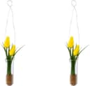 Kunstblume Tulpen in Hängevase Maiglöckchen | Gelb