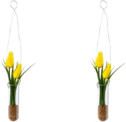 Kunstblume Tulpen in Hängevase Maiglöckchen | Gelb