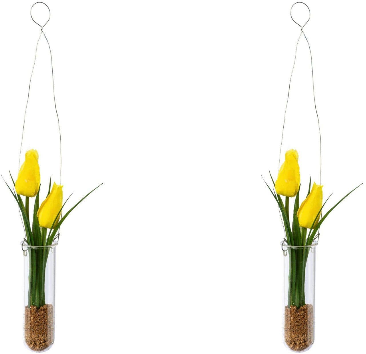 Kunstblume Tulpen in Hängevase Maiglöckchen | Gelb