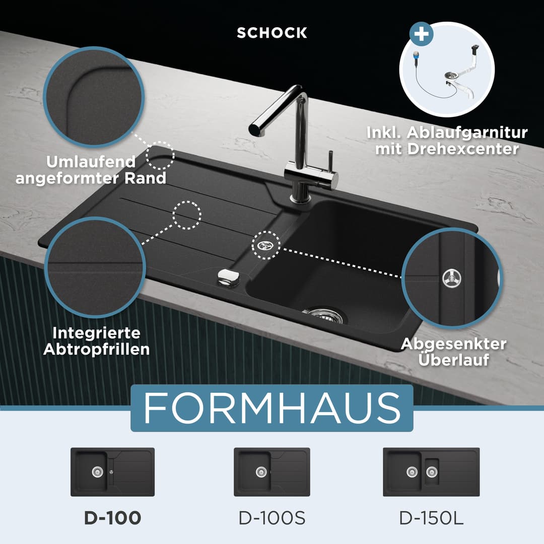 Schock Granitspüle COMO D-100 | Schwarz