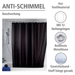 WENKO Duschvorhang Uni Black | Schwarz