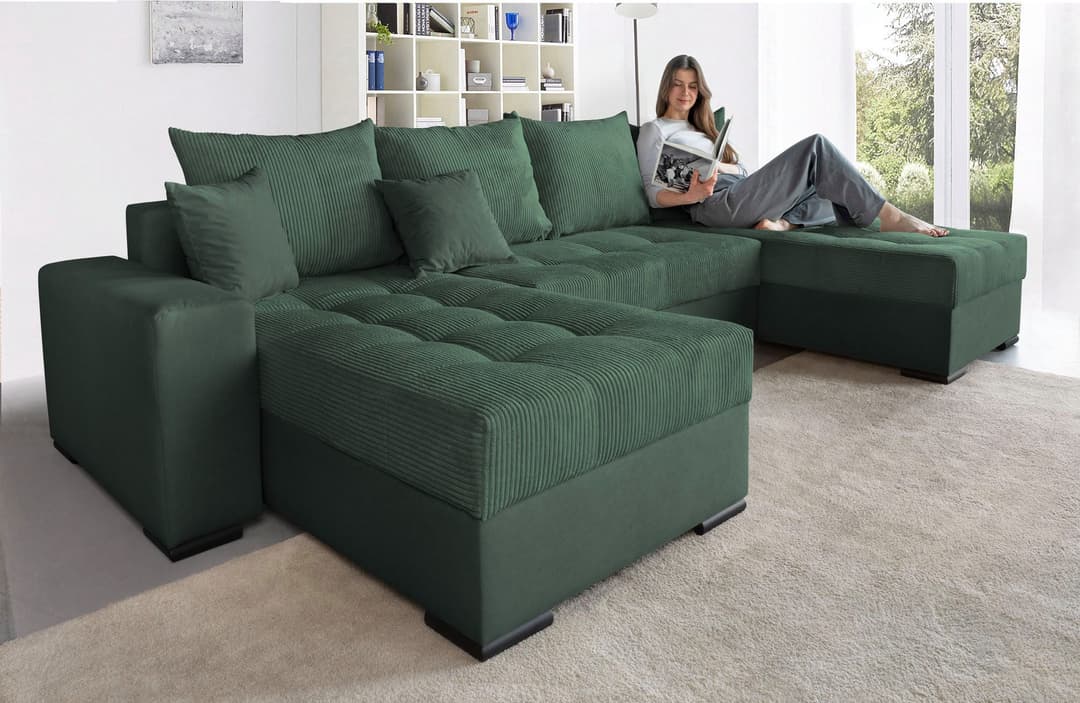 COLLECTION AB Wohnlandschaft Josy XL U-Form | Grün