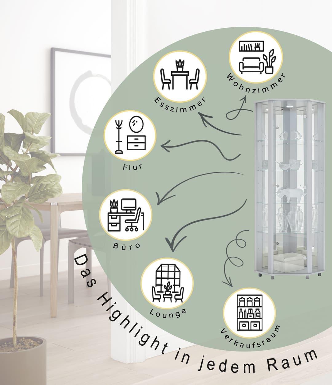 fif möbel Eckvitrine TRIO | Weiß