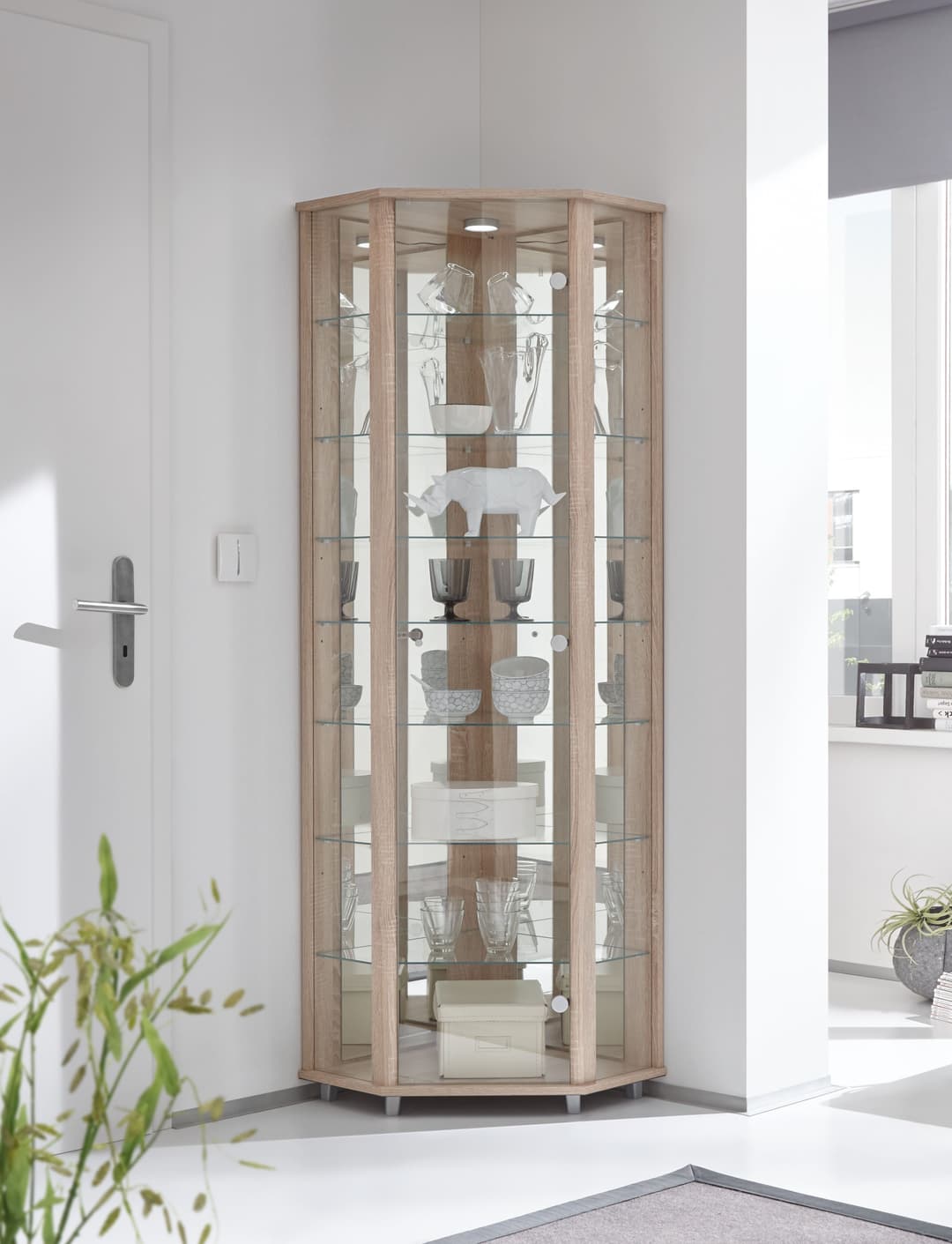 fif möbel Eckvitrine TRIO | Holztöne