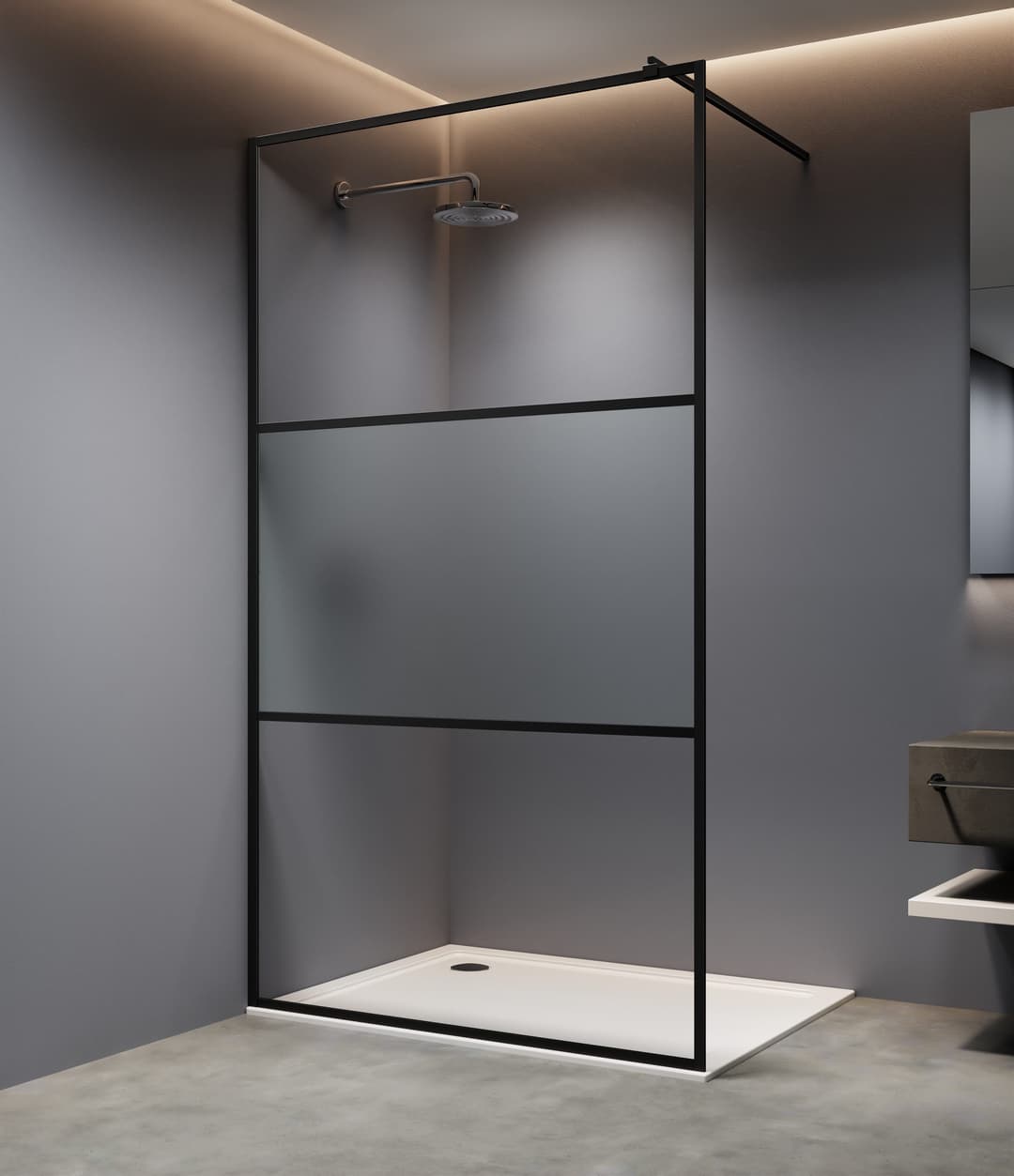 welltime Walk-in-Dusche Walk-In Foggy Black | Schwarz
