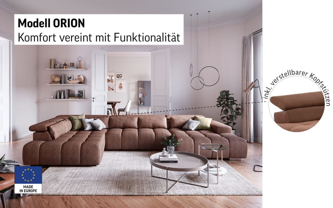 COTTA Wohnlandschaft Orion U-Form | Braun