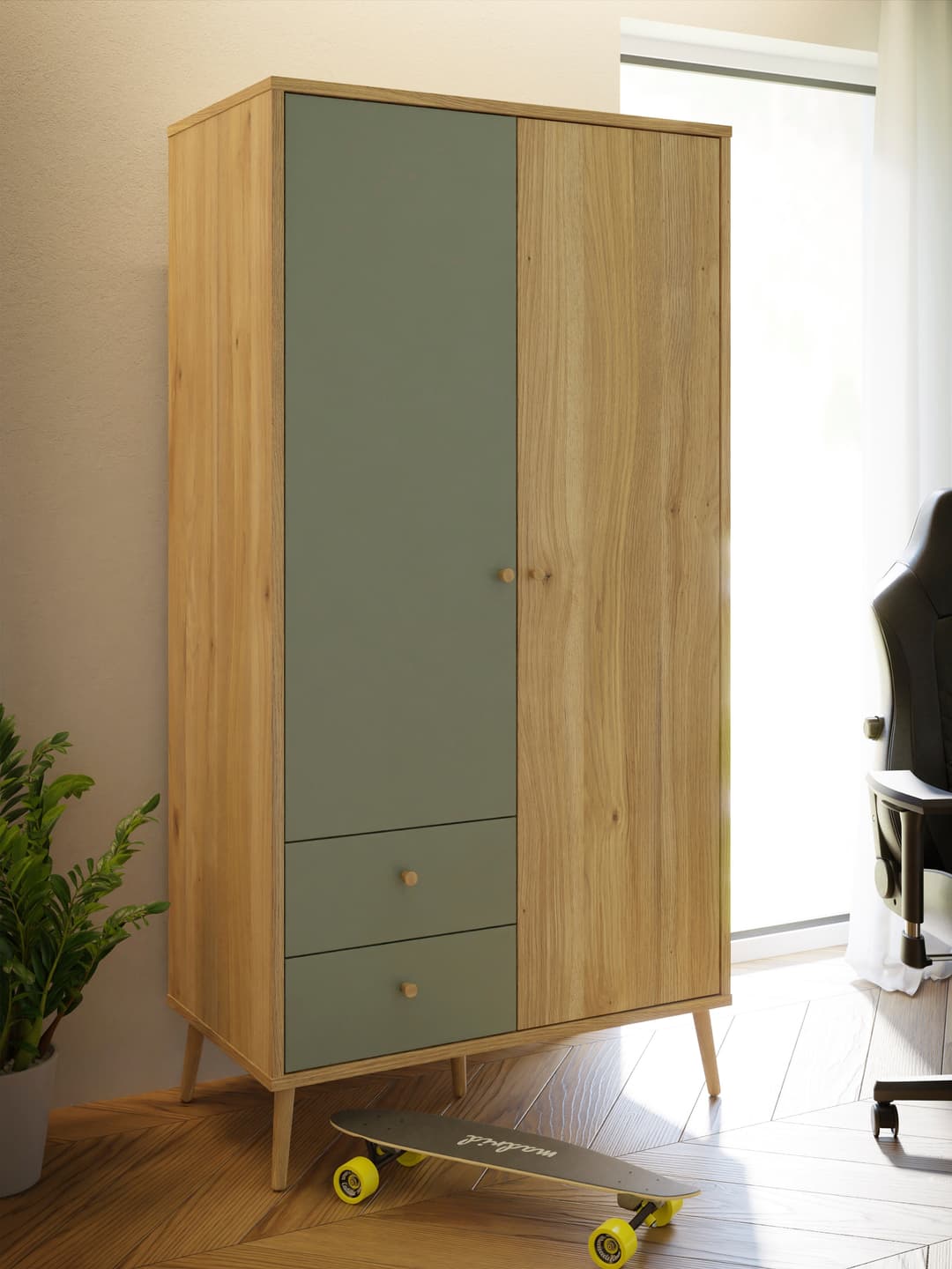 FORTE Kleiderschrank | Grün