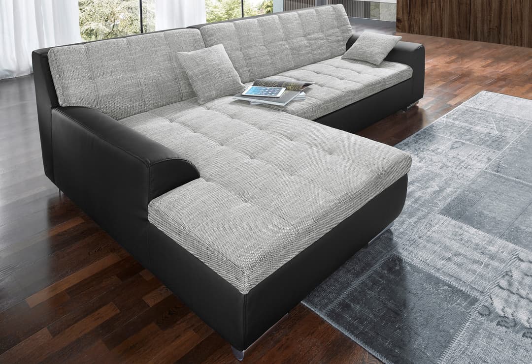 DOMO collection Ecksofa Treviso | Schwarz