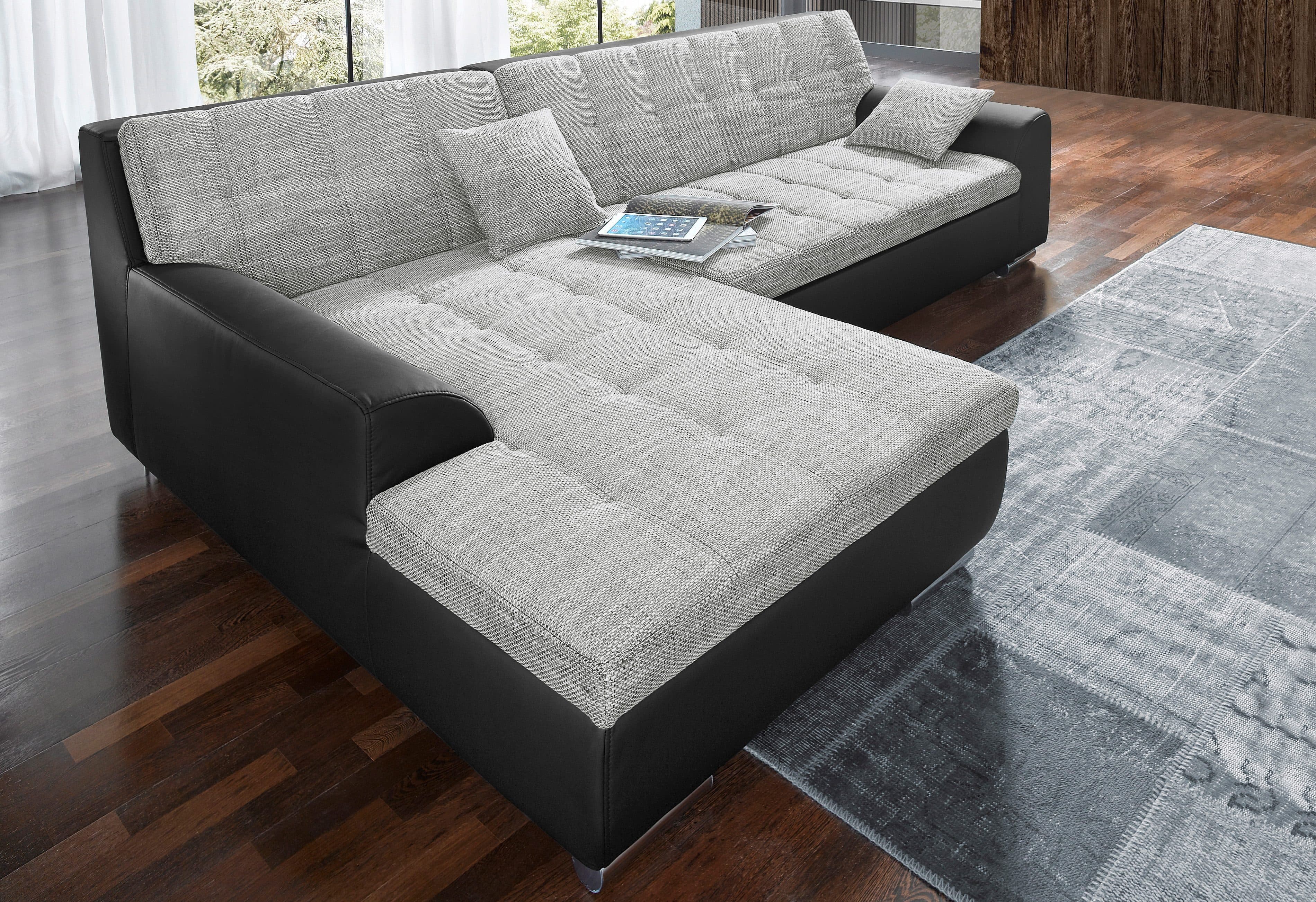 DOMO collection Ecksofa Treviso | Schwarz