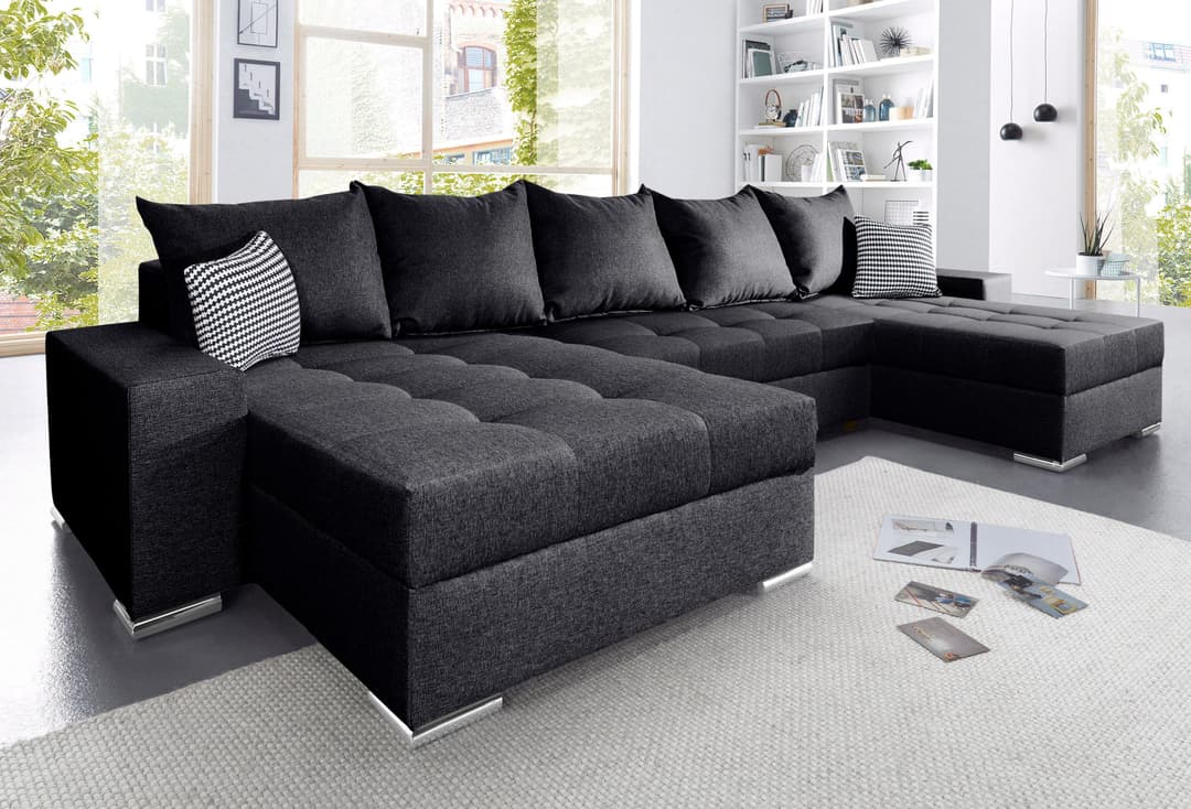 COLLECTION AB Wohnlandschaft Josy XXL U-Form | Schwarz