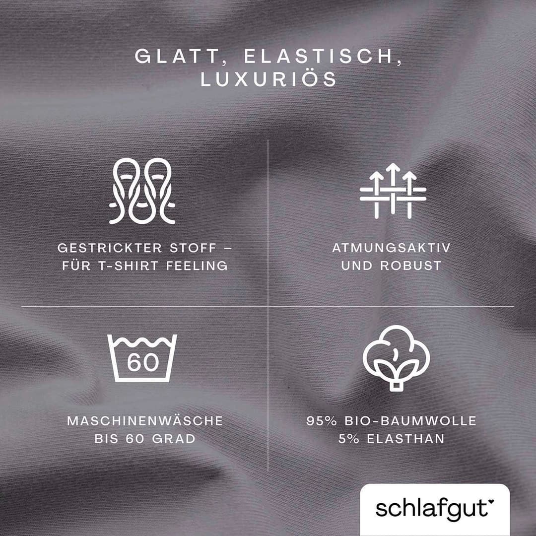 Schlafgut Spannbettlaken PREMIUM Mako-Zwirn-Jersey | Grau