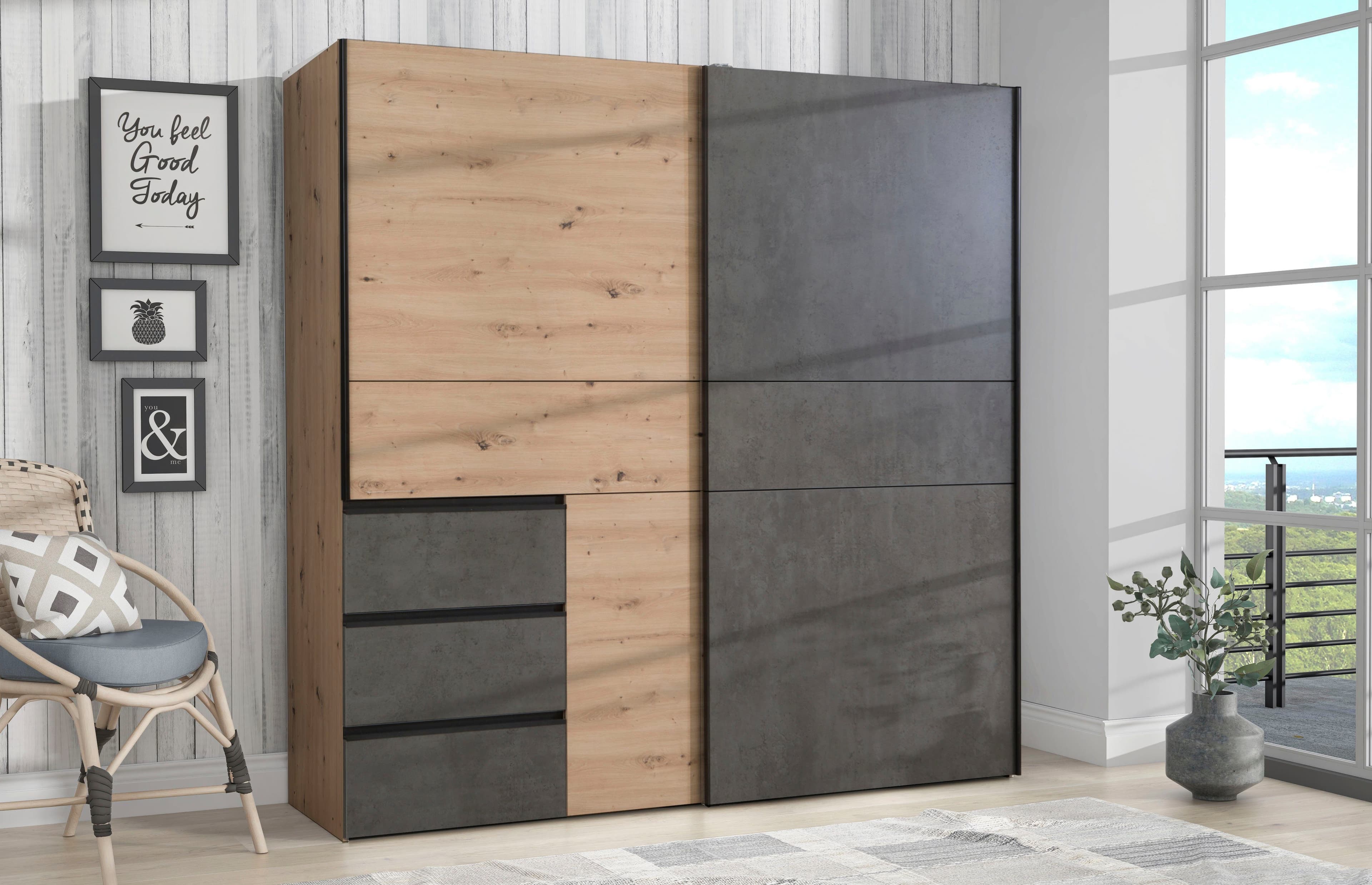 FORTE Schwebetürenschrank Winn | Holztöne
