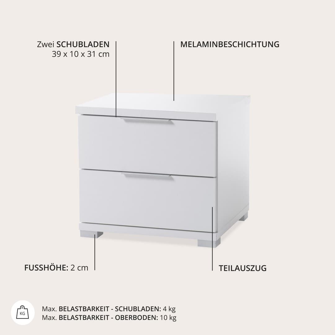 Schlafkontor Smilla Nachtkommode | Weiß