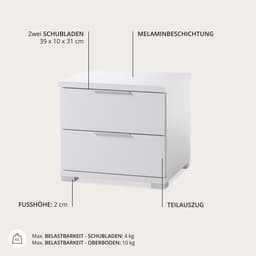 Schlafkontor Smilla Nachtkommode | Weiß