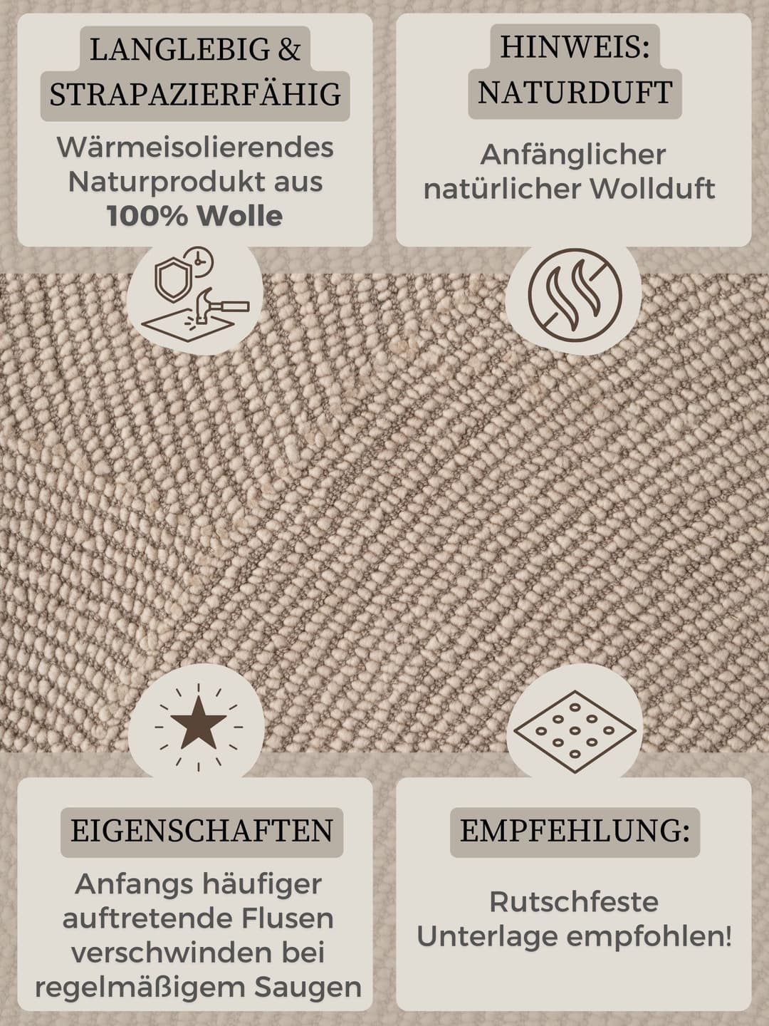 HANSE Home Wollteppich Calmio | Beige