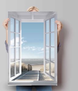 Reinders! Poster Fensterblick Nordsee, Meer | Blau