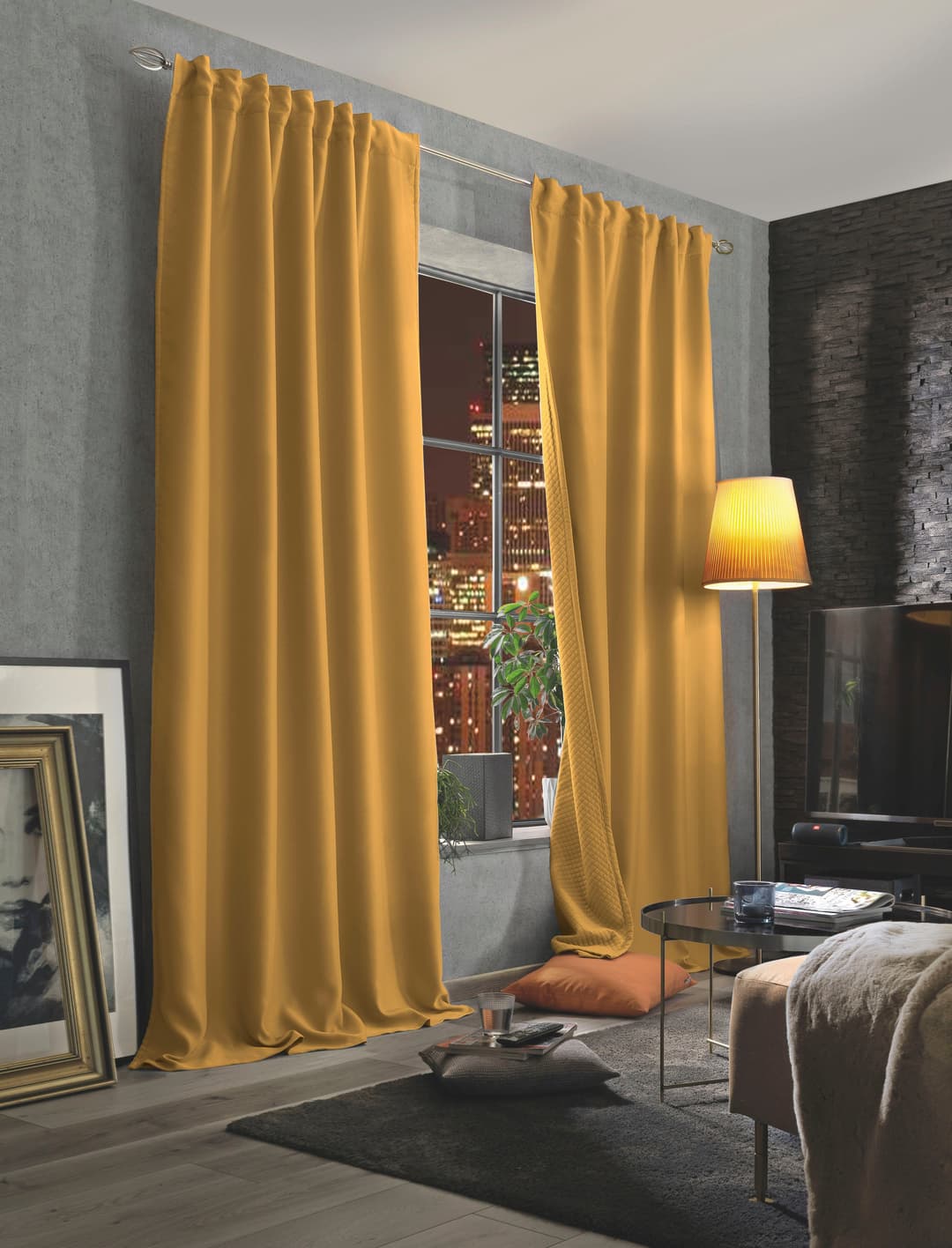 Home Basics Vorhang ACUSTICO | Gelb