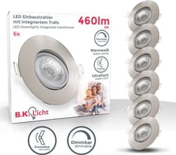 B.K.Licht LED Einbauleuchten 6er Set | Silber