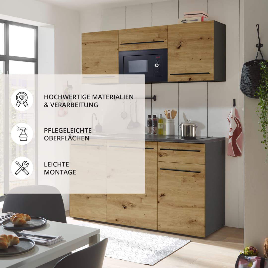 BASIC by Balculina Pantryküche Jazz Singleküche | Holztöne